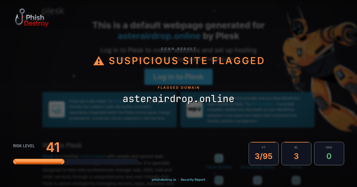 asterairdrop.online phishing report — threat analysis by PhishDestroy