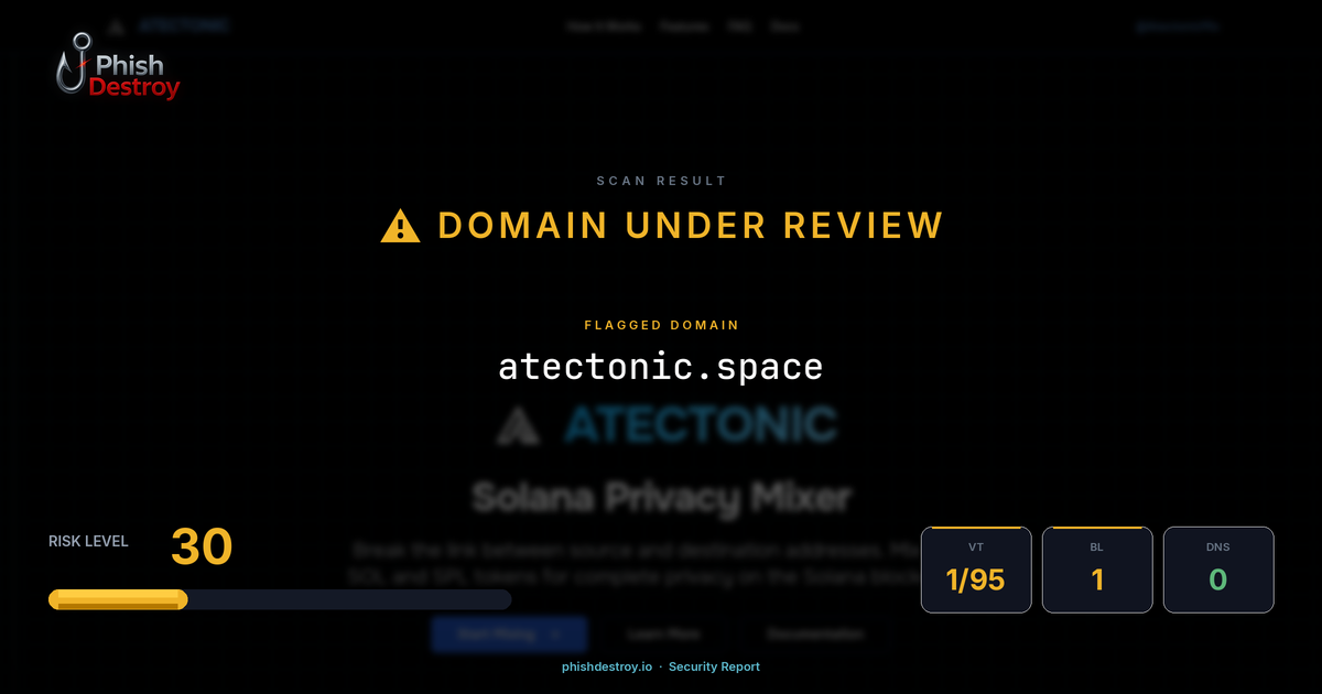 atectonic.space phishing report — threat analysis by PhishDestroy