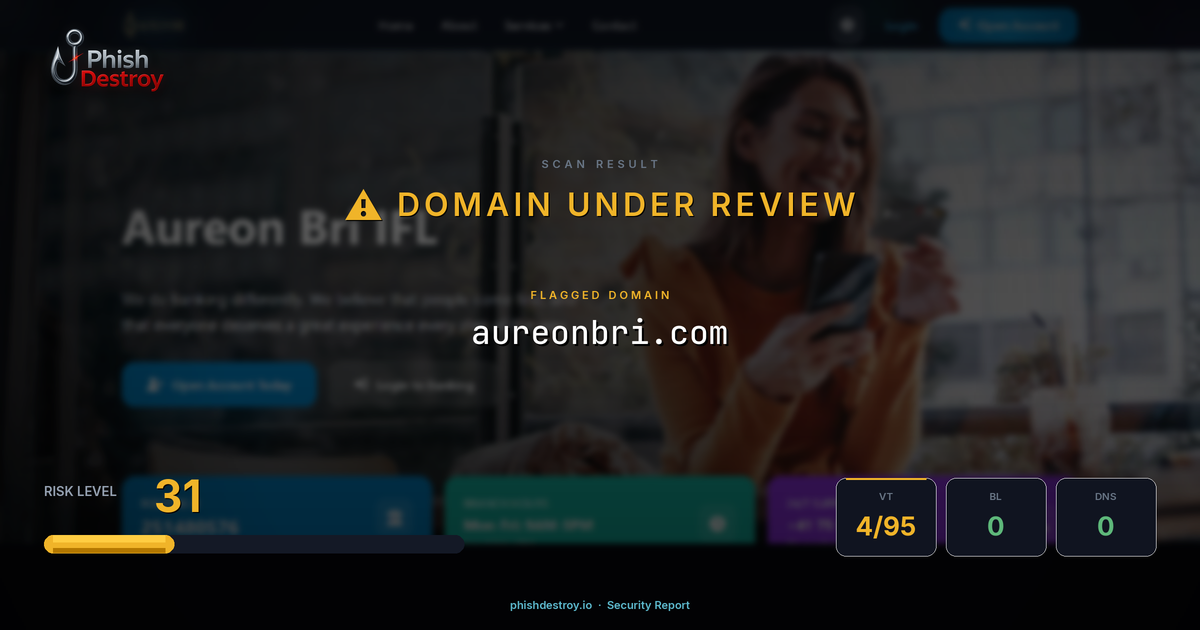 aureonbri.com phishing report — threat analysis by PhishDestroy