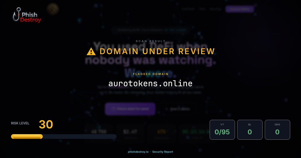aurotokens.online phishing report — threat analysis by PhishDestroy
