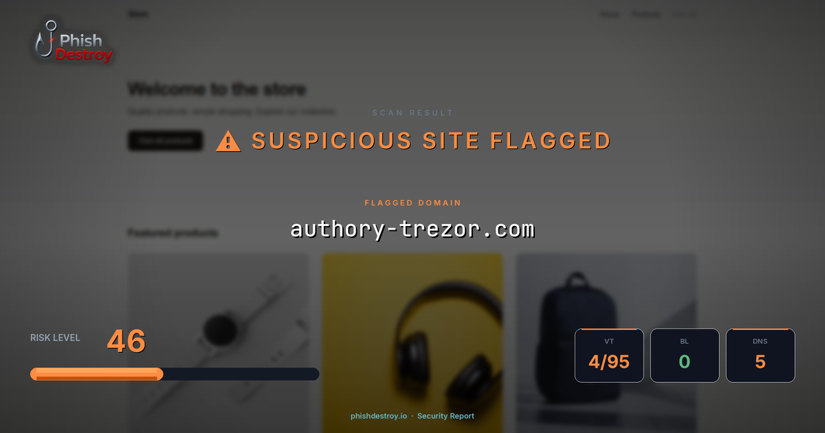 authory-trezor.com phishing report — threat analysis by PhishDestroy
