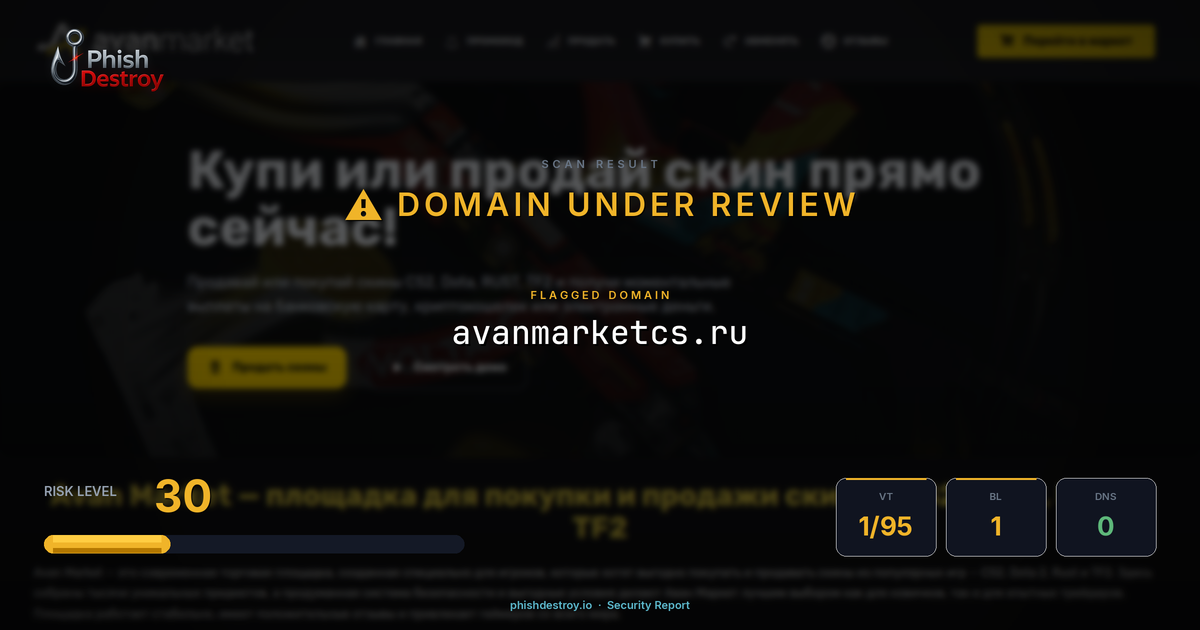 avanmarketcs.ru phishing report — threat analysis by PhishDestroy