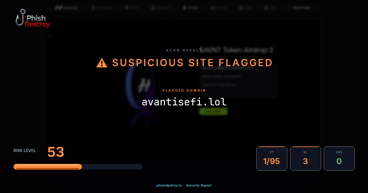 avantisefi.lol phishing report — threat analysis by PhishDestroy