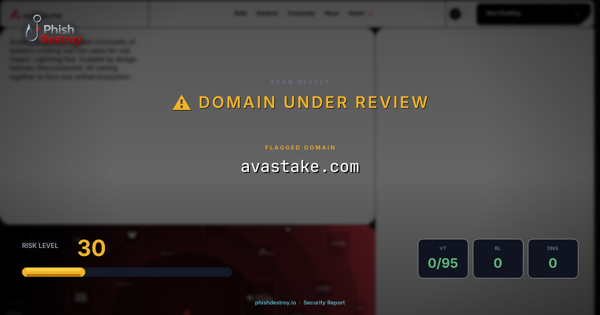 avastake.com phishing report — threat analysis by PhishDestroy