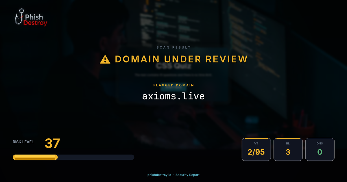 axioms.live phishing report — threat analysis by PhishDestroy