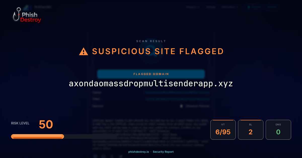 axondaomassdropmultisenderapp.xyz phishing report — threat analysis by PhishDestroy
