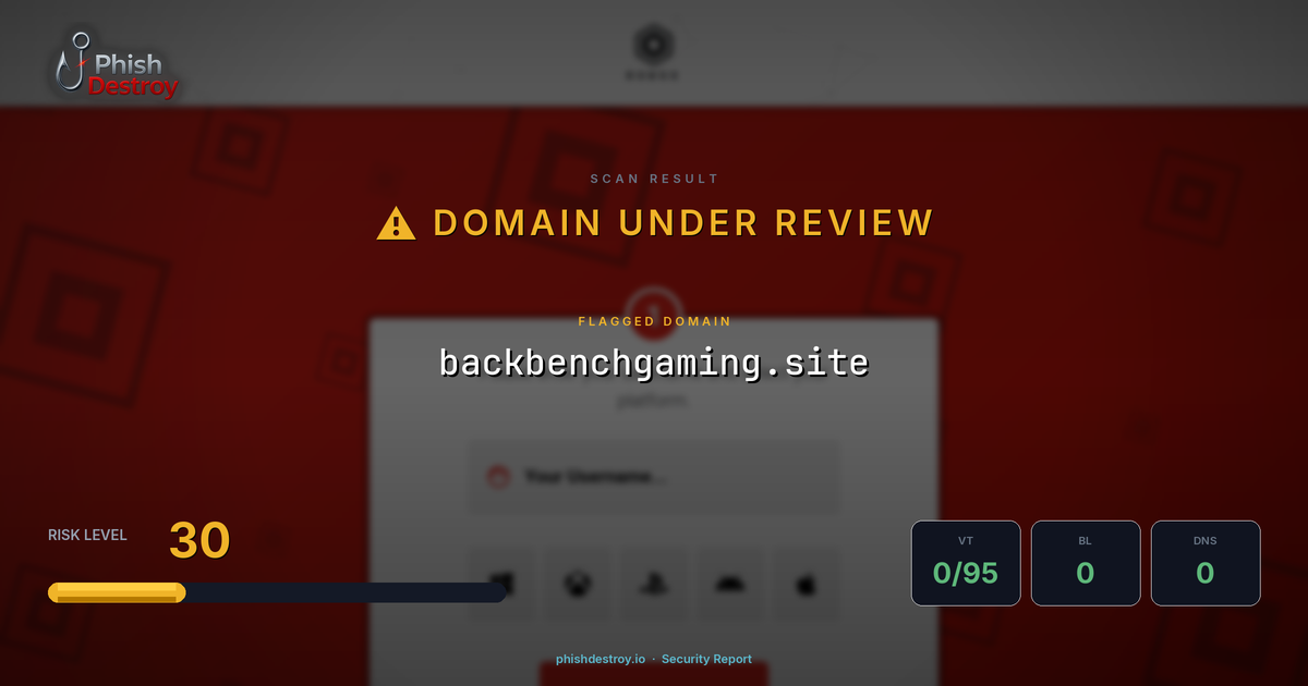 backbenchgaming.site phishing report — threat analysis by PhishDestroy