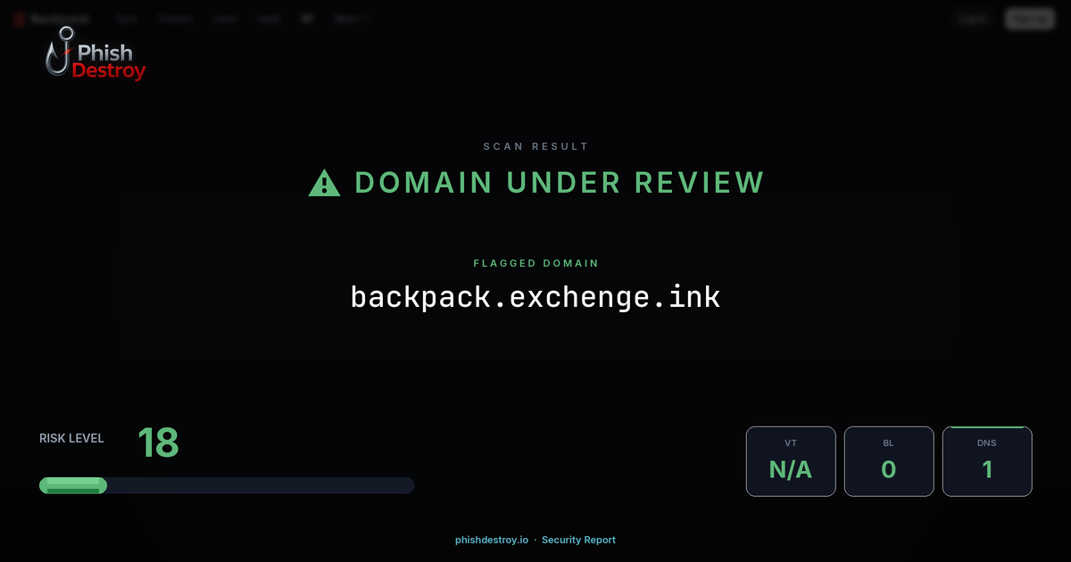 backpack.exchenge.ink phishing report — threat analysis by PhishDestroy