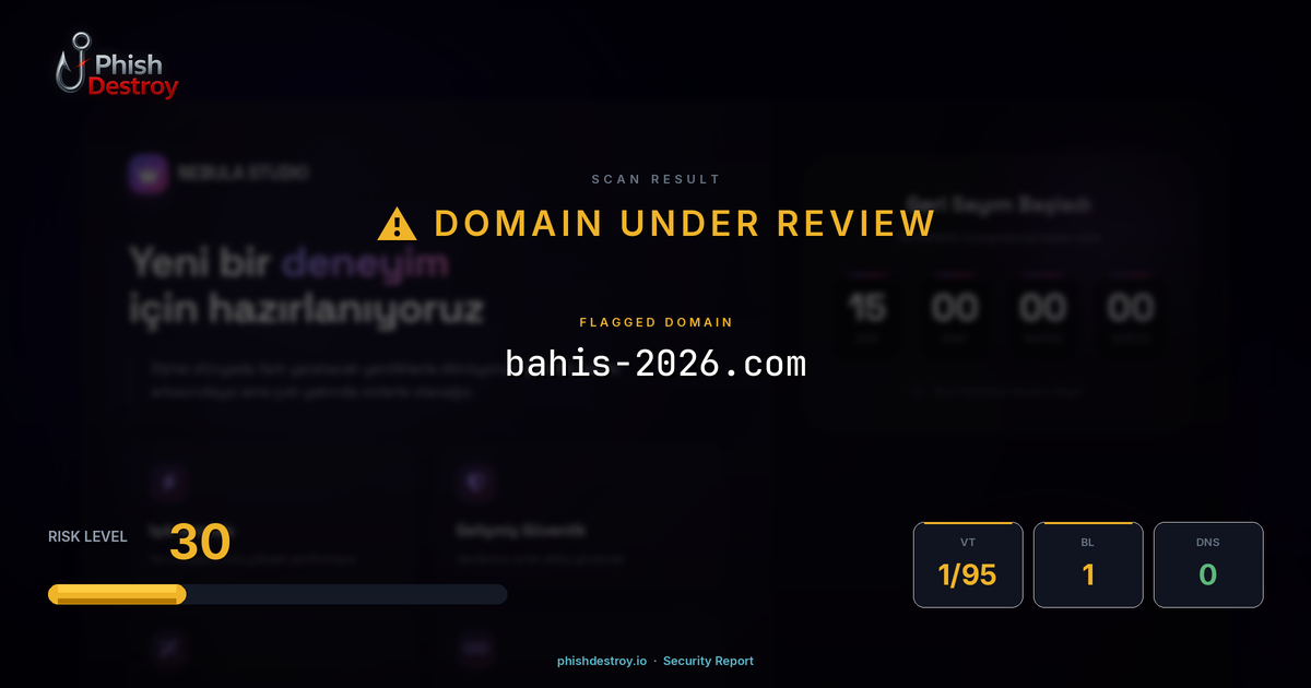 bahis-2026.com phishing report — threat analysis by PhishDestroy
