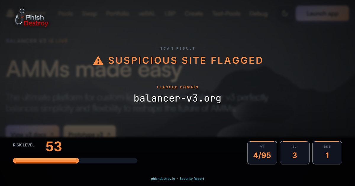 balancer-v3.org phishing report — threat analysis by PhishDestroy