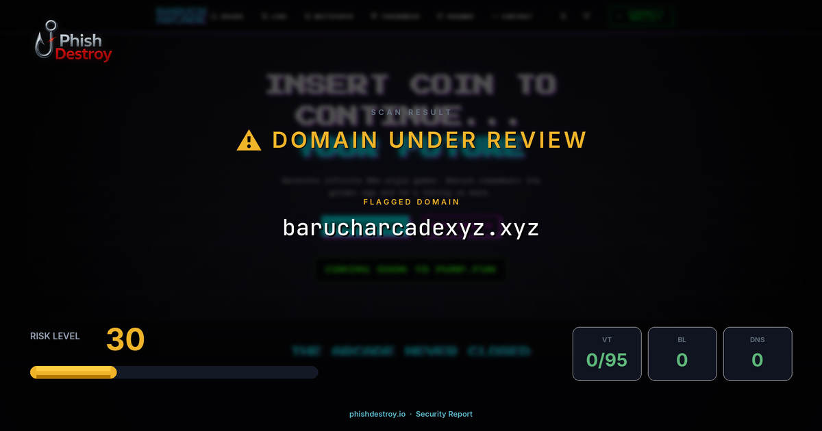 barucharcadexyz.xyz phishing report — threat analysis by PhishDestroy