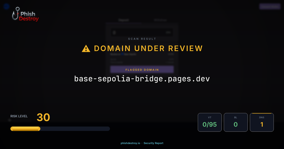 base-sepolia-bridge.pages.dev phishing report — threat analysis by PhishDestroy