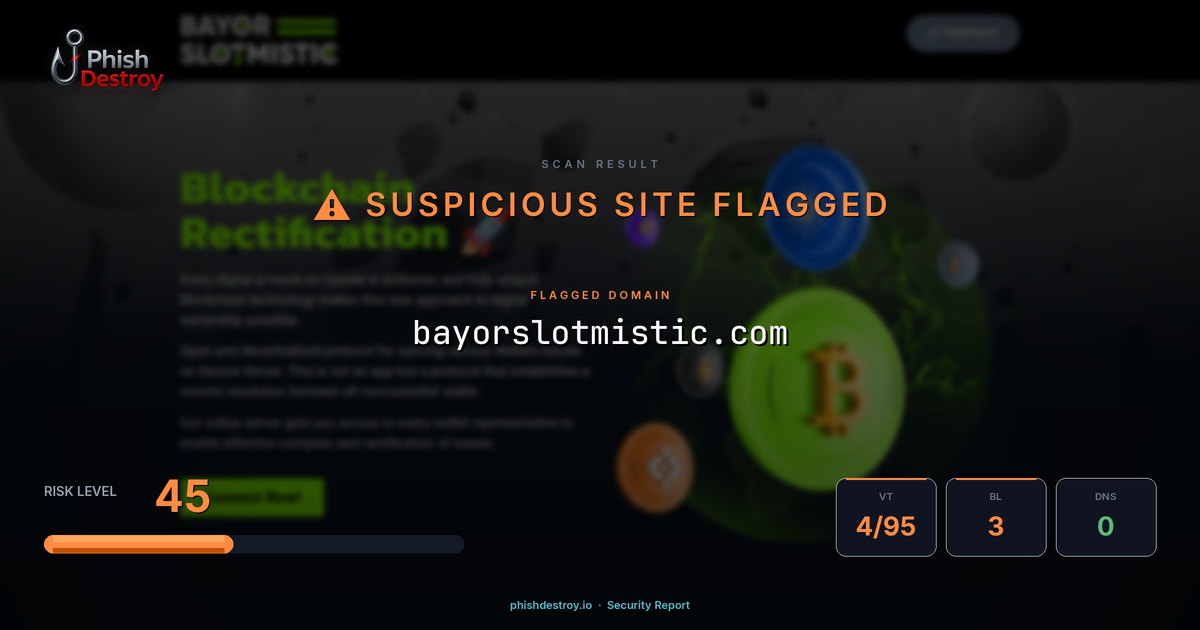 bayorslotmistic.com phishing report — threat analysis by PhishDestroy