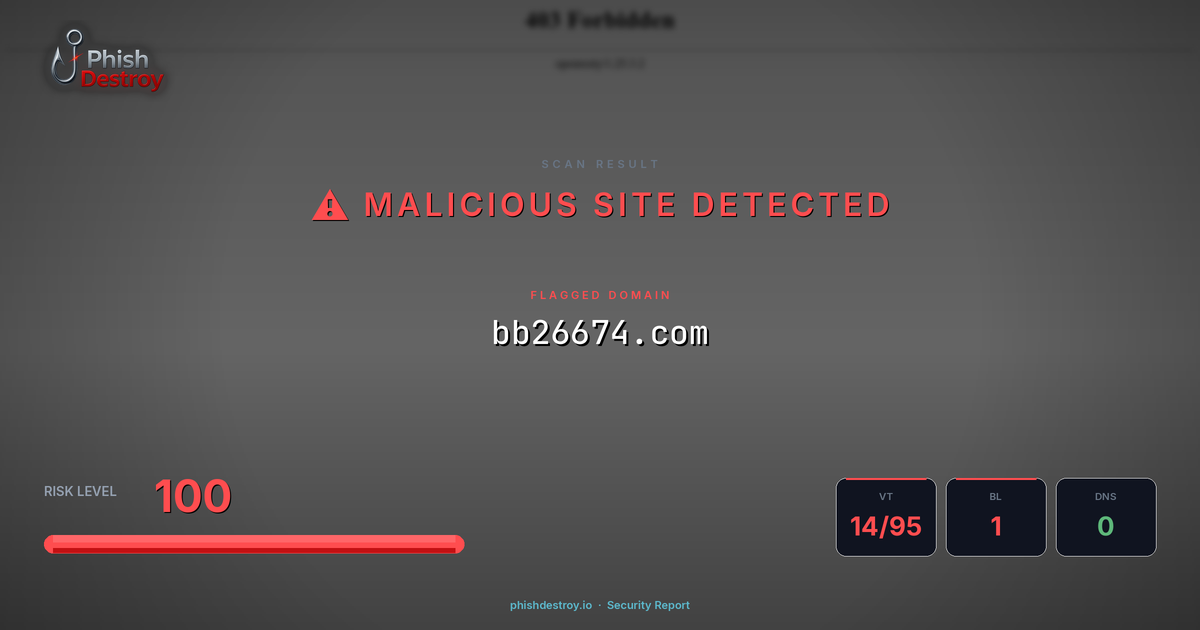 bb26674.com phishing report — threat analysis by PhishDestroy