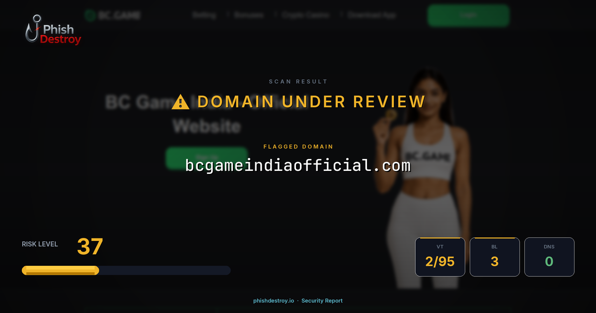 bcgameindiaofficial.com phishing report — threat analysis by PhishDestroy