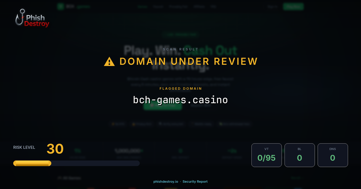 bch-games.casino phishing report — threat analysis by PhishDestroy
