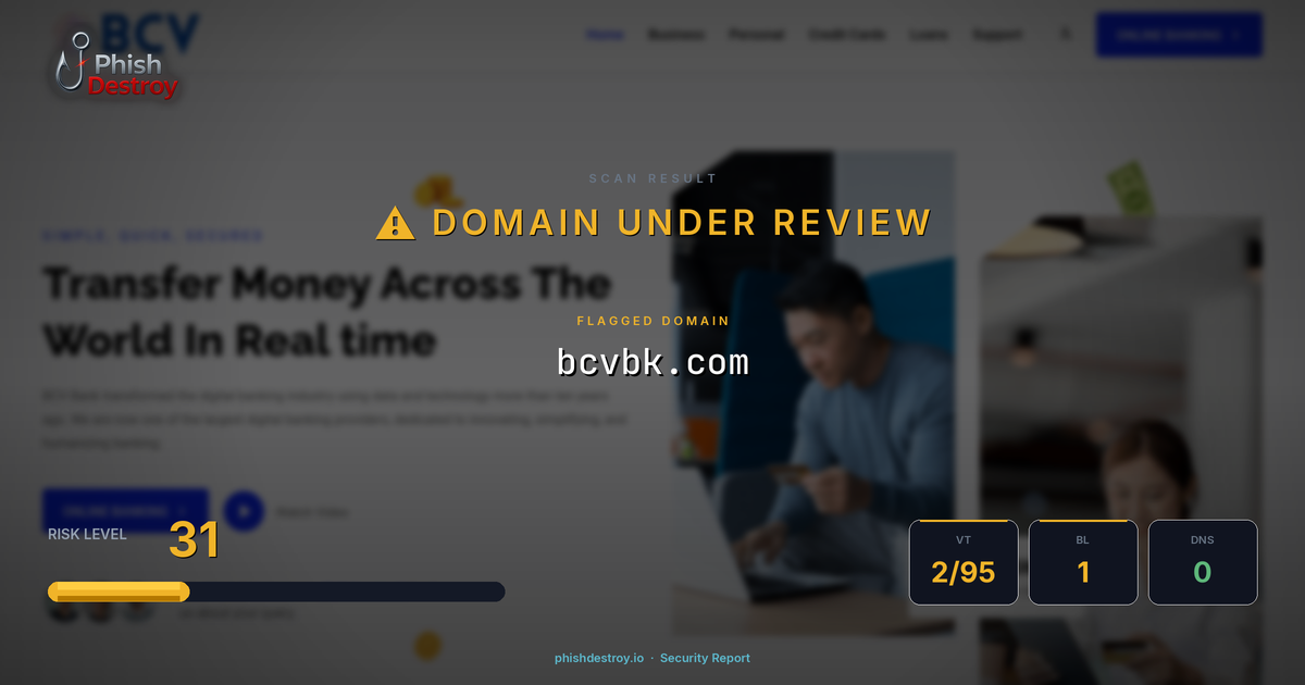 bcvbk.com phishing report — threat analysis by PhishDestroy