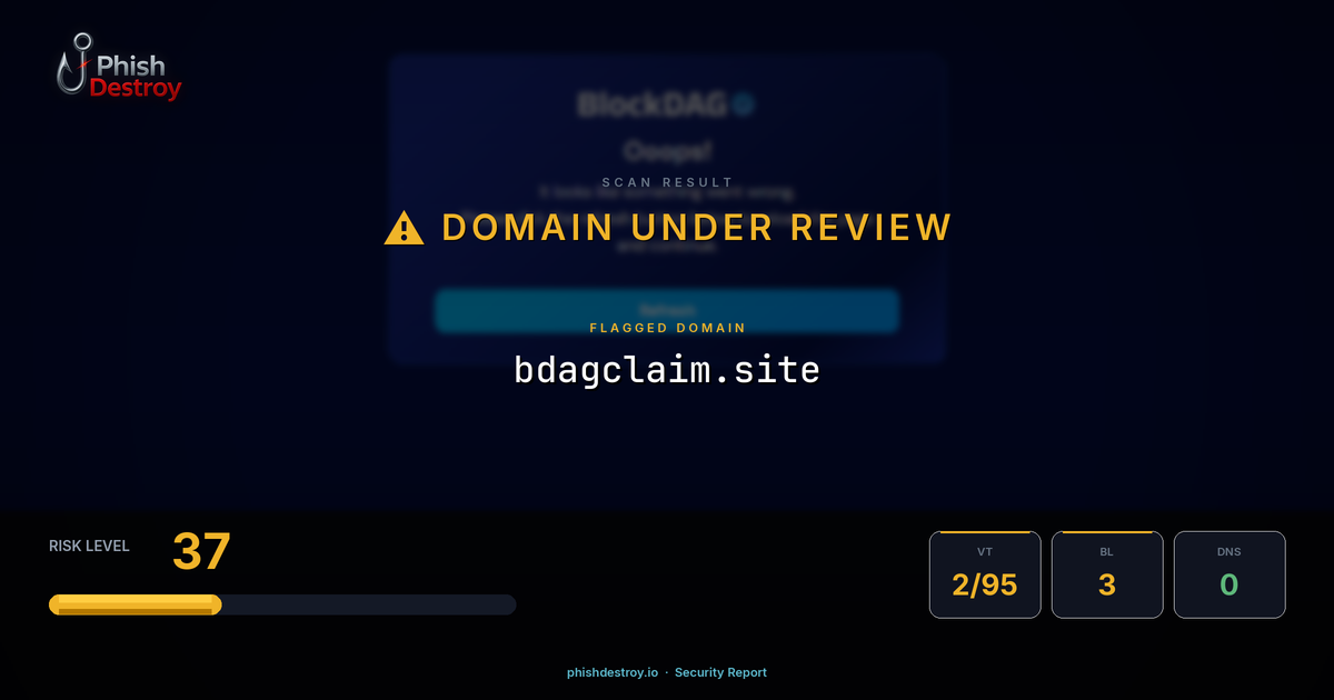 bdagclaim.site phishing report — threat analysis by PhishDestroy