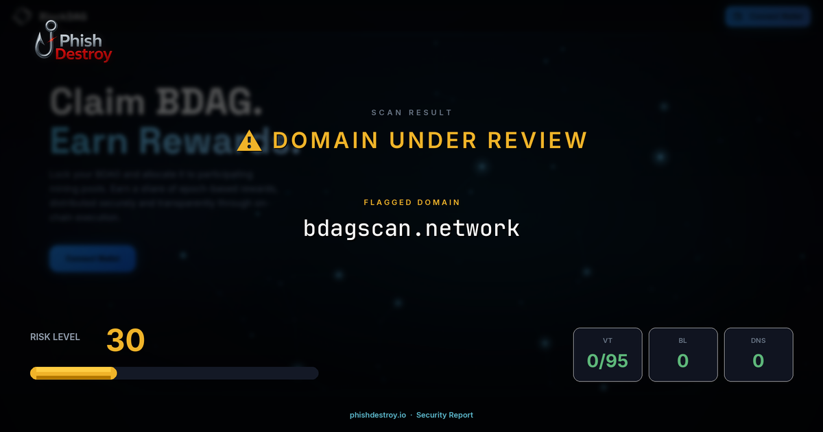 bdagscan.network phishing report — threat analysis by PhishDestroy