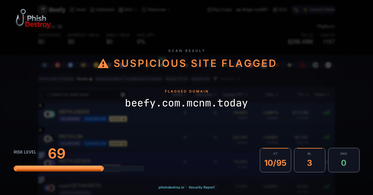 beefy.com.mcnm.today phishing report — threat analysis by PhishDestroy