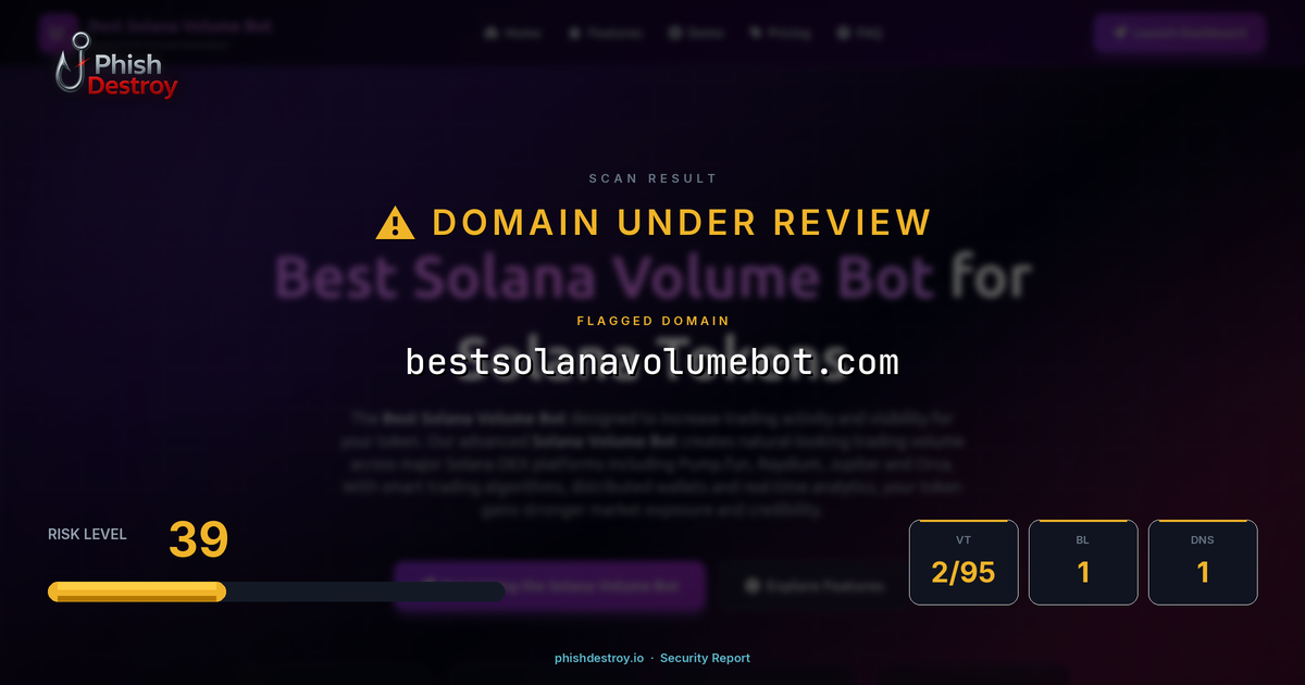 bestsolanavolumebot.com phishing report — threat analysis by PhishDestroy