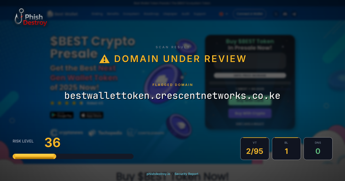 bestwallettoken.crescentnetworks.co.ke phishing report — threat analysis by PhishDestroy