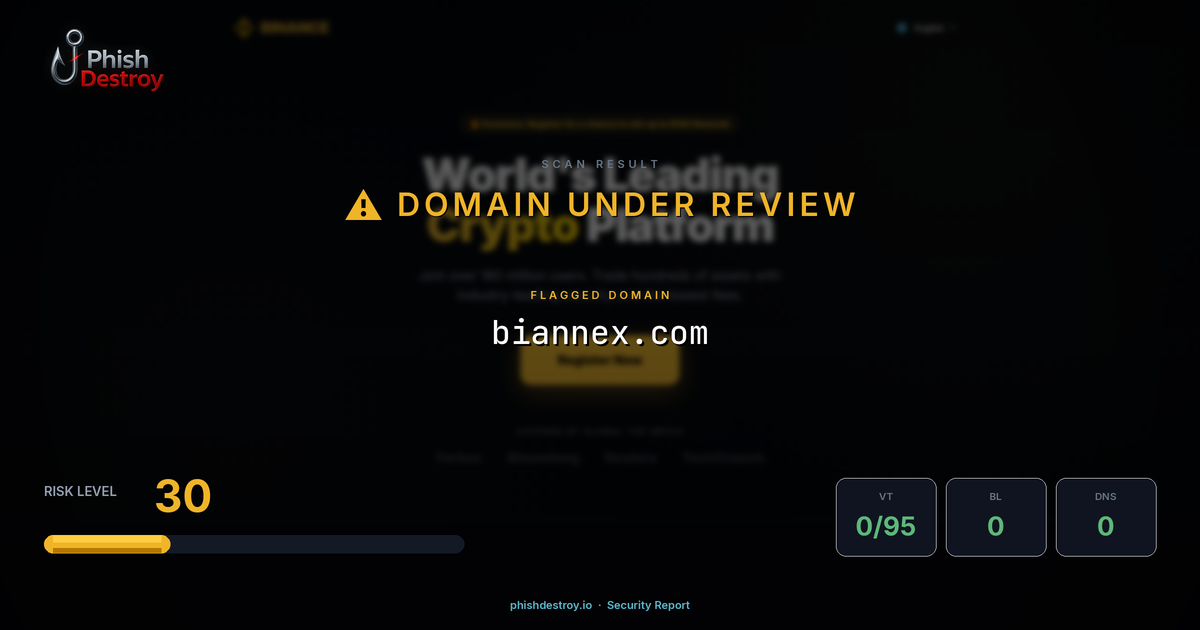biannex.com phishing report — threat analysis by PhishDestroy