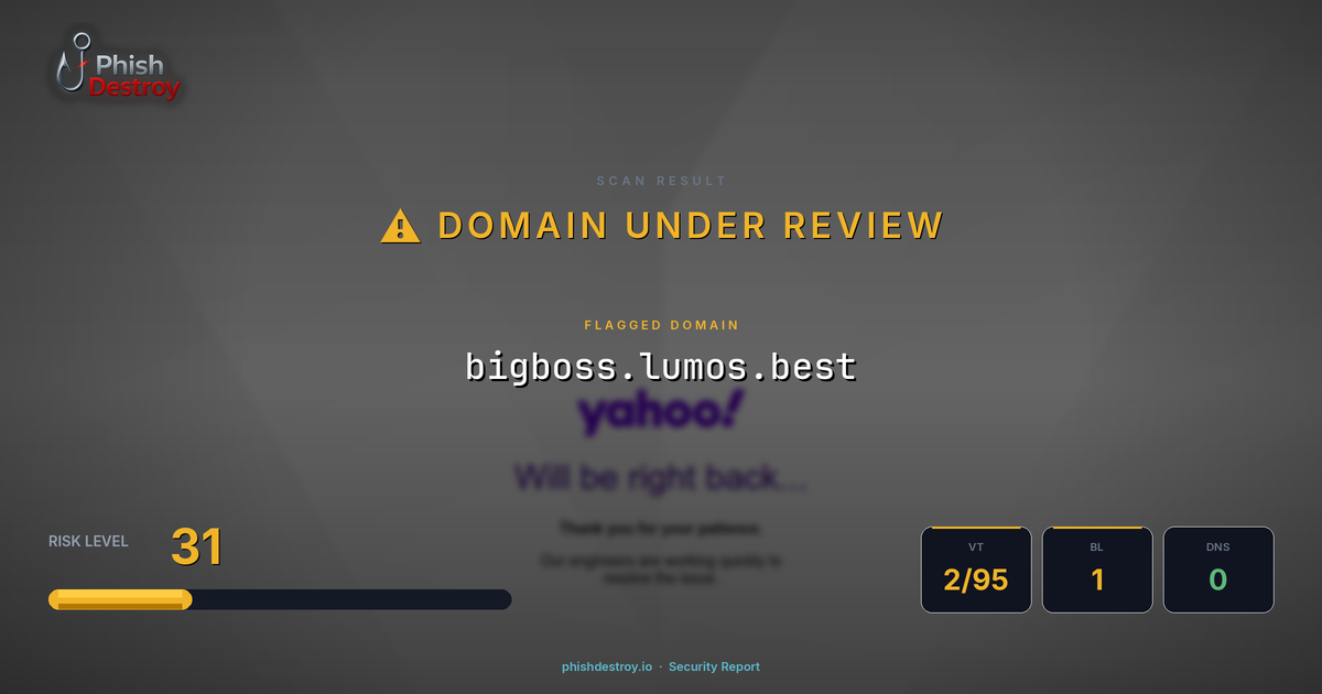 bigboss.lumos.best phishing report — threat analysis by PhishDestroy