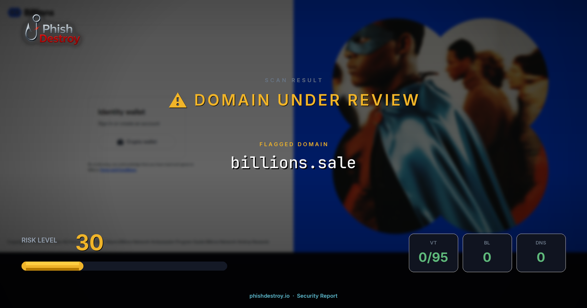 billions.sale phishing report — threat analysis by PhishDestroy