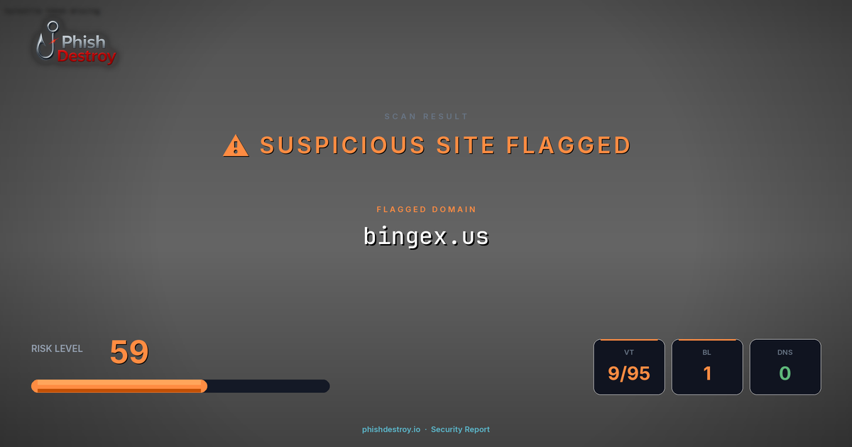 bingex.us phishing report — threat analysis by PhishDestroy