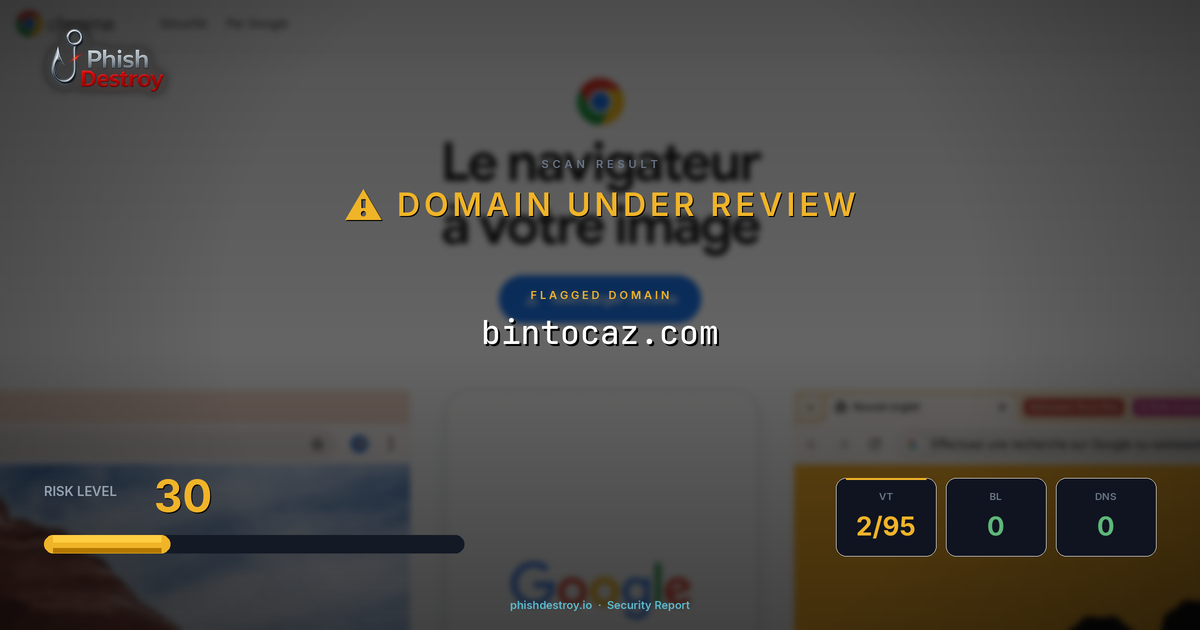 bintocaz.com phishing report — threat analysis by PhishDestroy