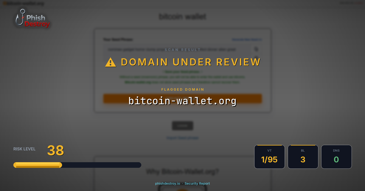 bitcoin-wallet.org phishing report — threat analysis by PhishDestroy