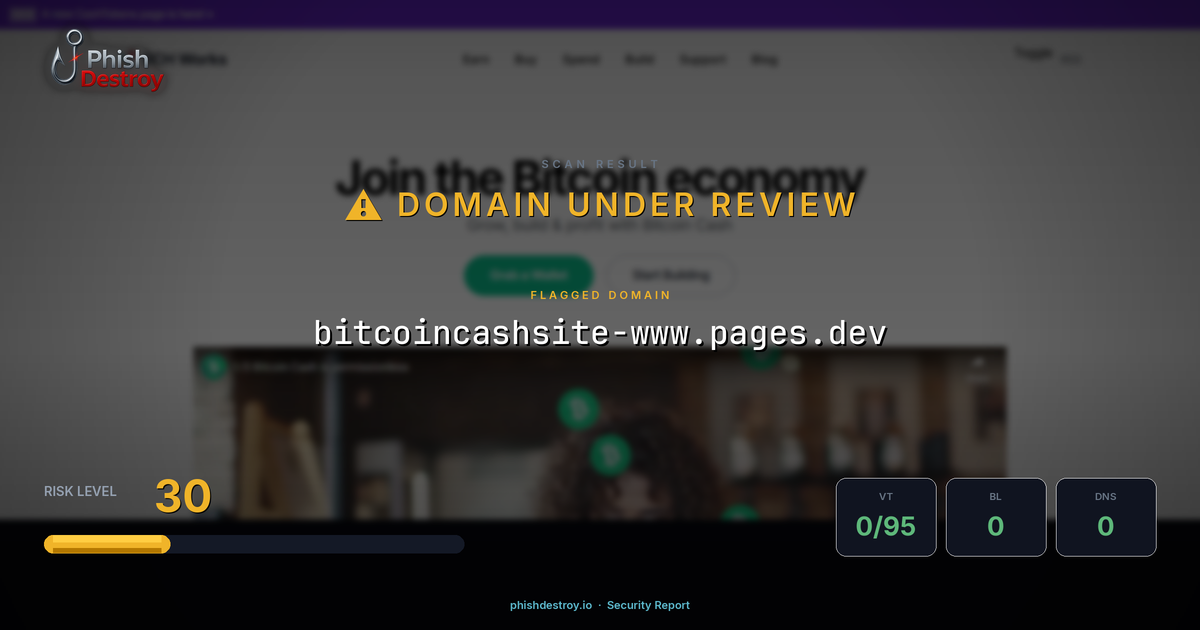 bitcoincashsite-www.pages.dev phishing report — threat analysis by PhishDestroy