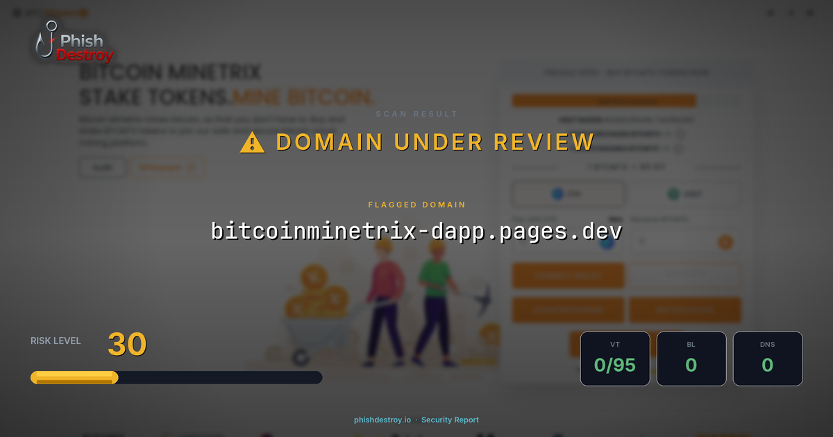 bitcoinminetrix-dapp.pages.dev phishing report — threat analysis by PhishDestroy