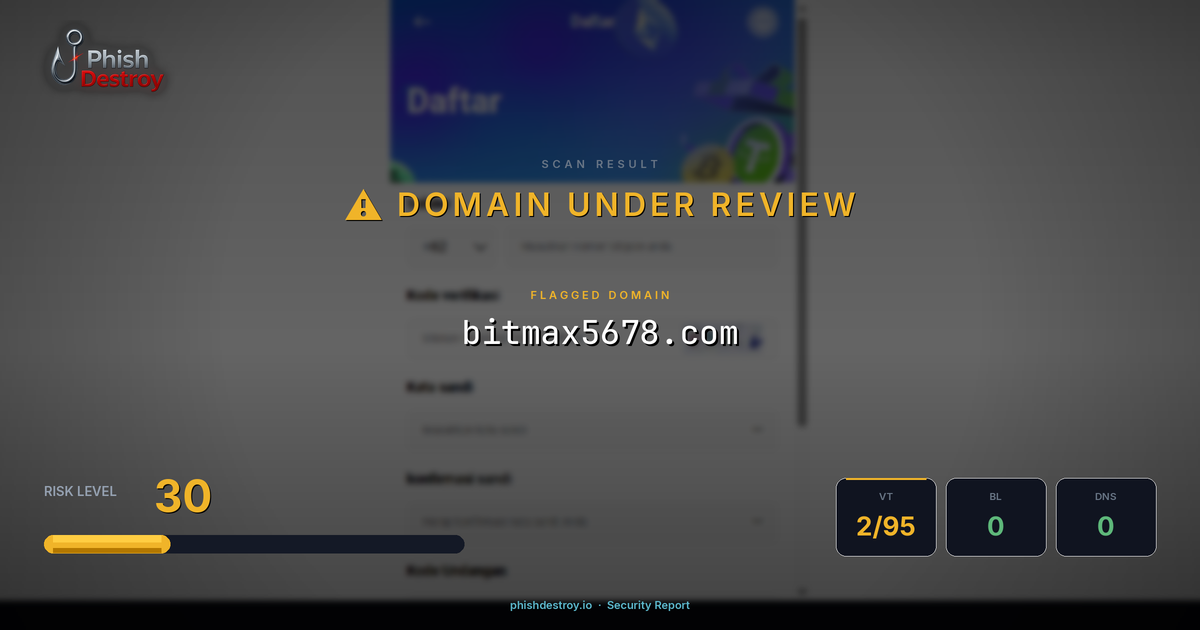 bitmax5678.com phishing report — threat analysis by PhishDestroy