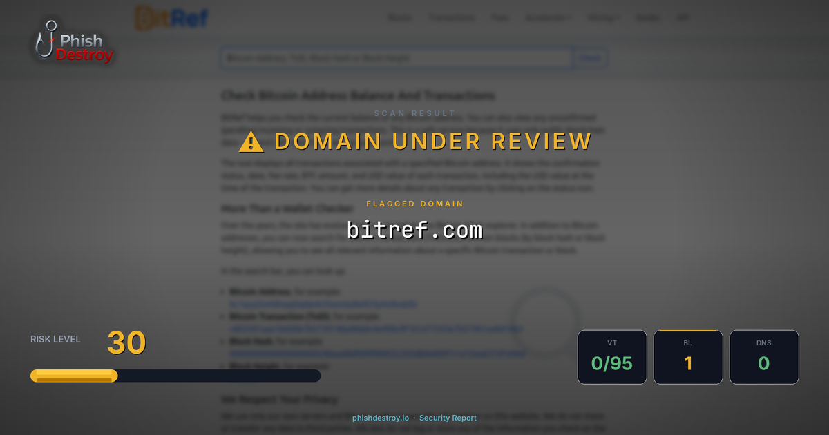 bitref.com phishing report — threat analysis by PhishDestroy