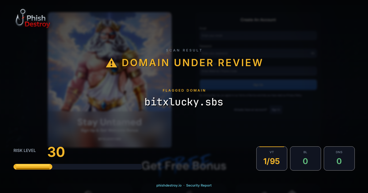 bitxlucky.sbs phishing report — threat analysis by PhishDestroy