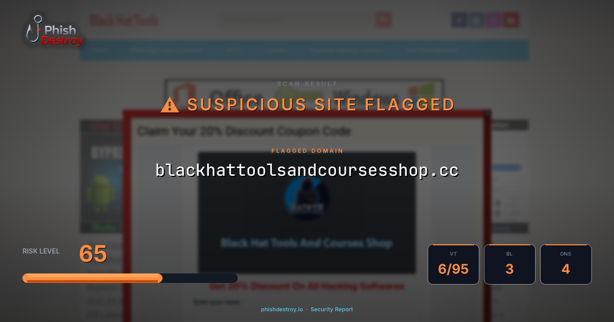 blackhattoolsandcoursesshop.cc phishing report — threat analysis by PhishDestroy