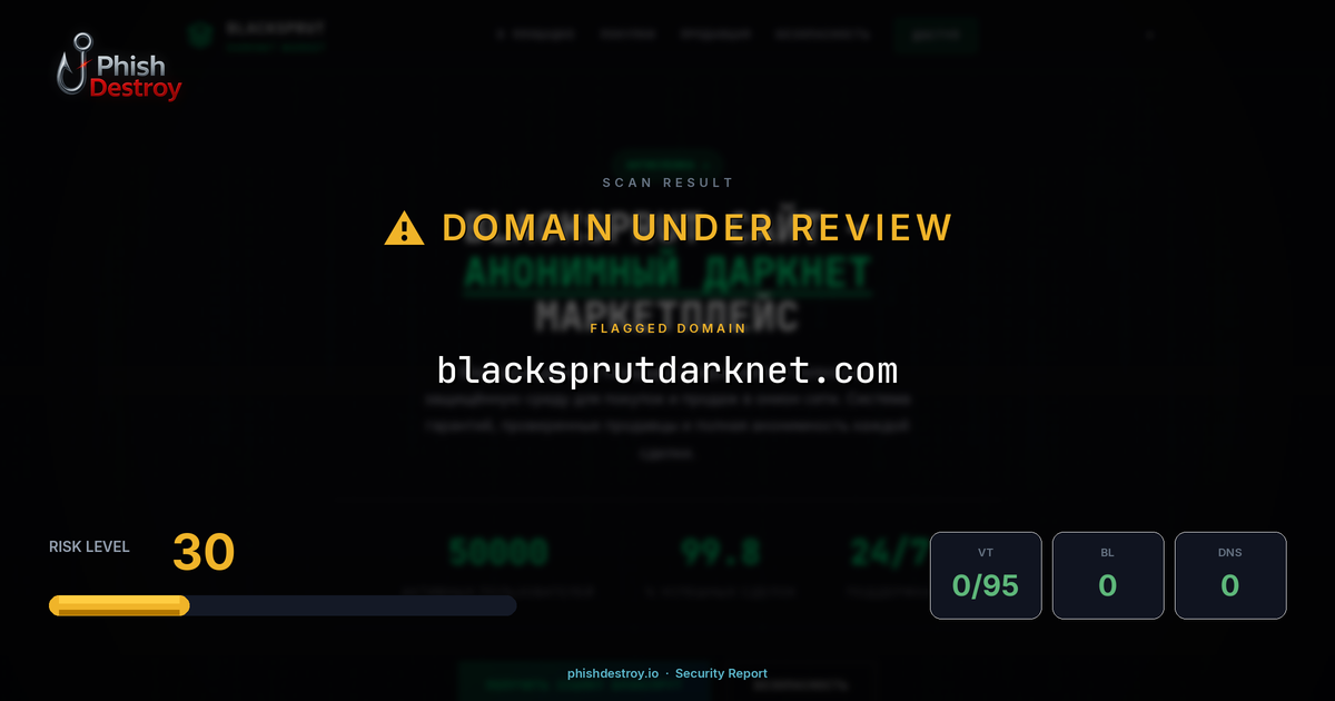 blacksprutdarknet.com phishing report — threat analysis by PhishDestroy