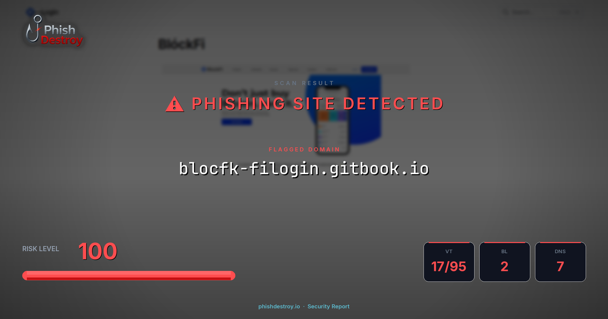 blocfk-filogin.gitbook.io phishing report — threat analysis by PhishDestroy