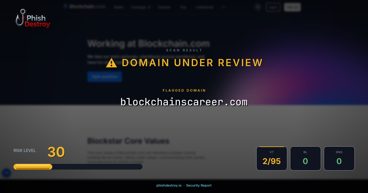 blockchainscareer.com phishing report — threat analysis by PhishDestroy