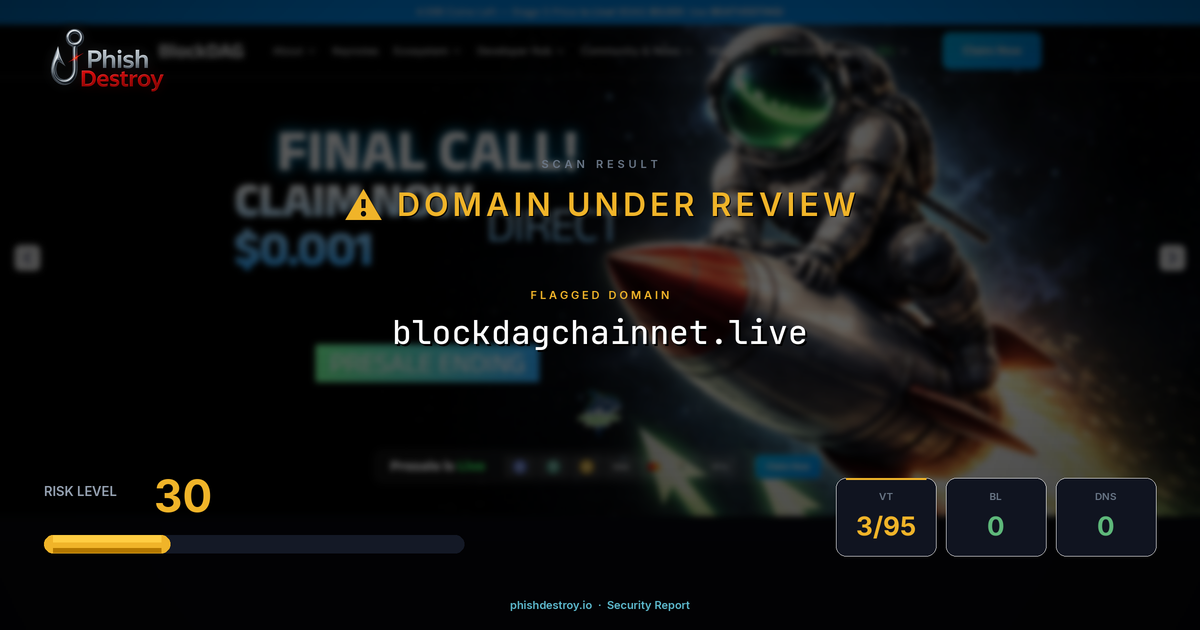 blockdagchainnet.live phishing report — threat analysis by PhishDestroy