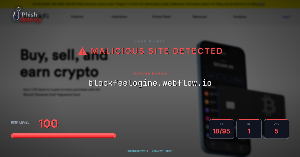 blockfeelogine.webflow.io phishing report — threat analysis by PhishDestroy