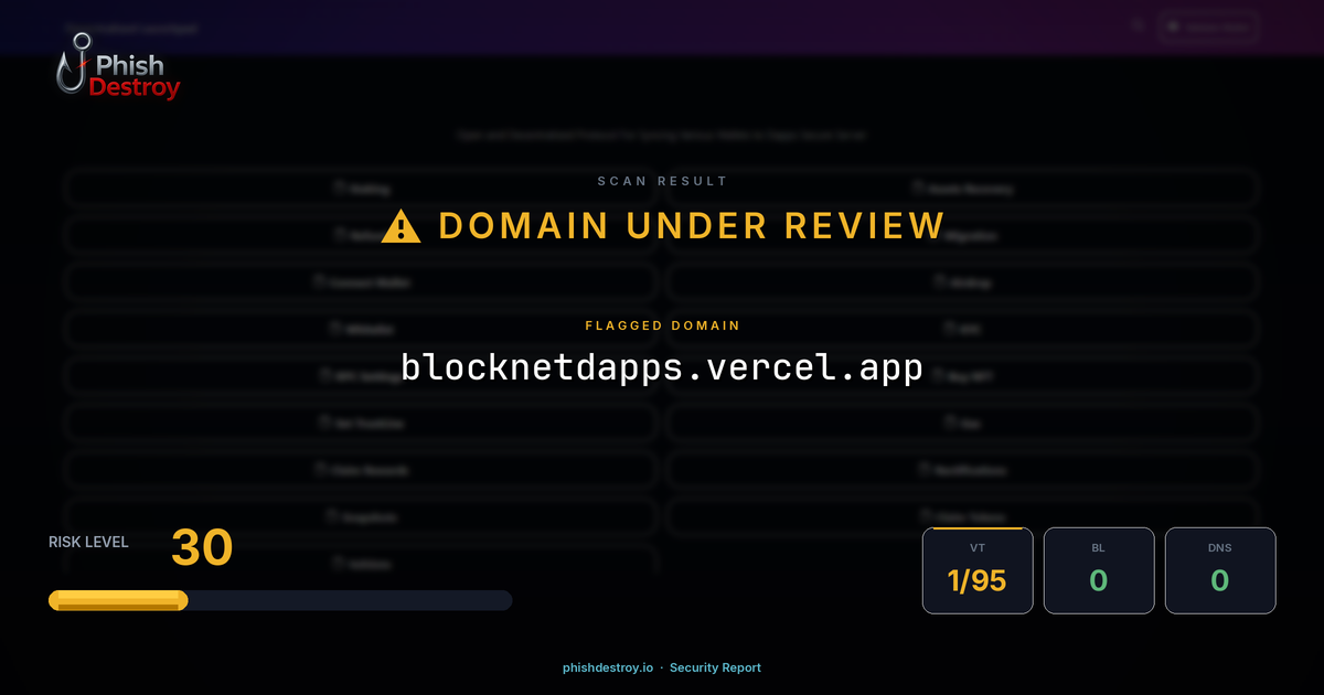 blocknetdapps.vercel.app phishing report — threat analysis by PhishDestroy