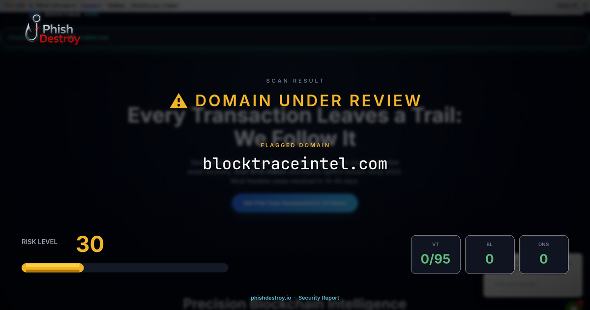 blocktraceintel.com phishing report — threat analysis by PhishDestroy