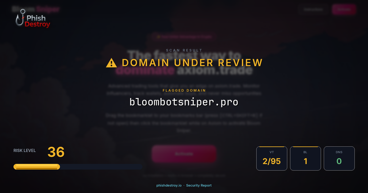 bloombotsniper.pro phishing report — threat analysis by PhishDestroy