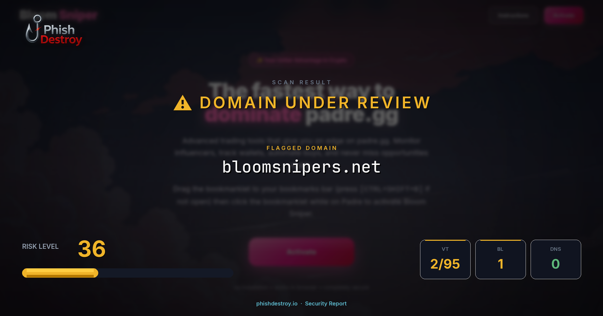 bloomsnipers.net phishing report — threat analysis by PhishDestroy