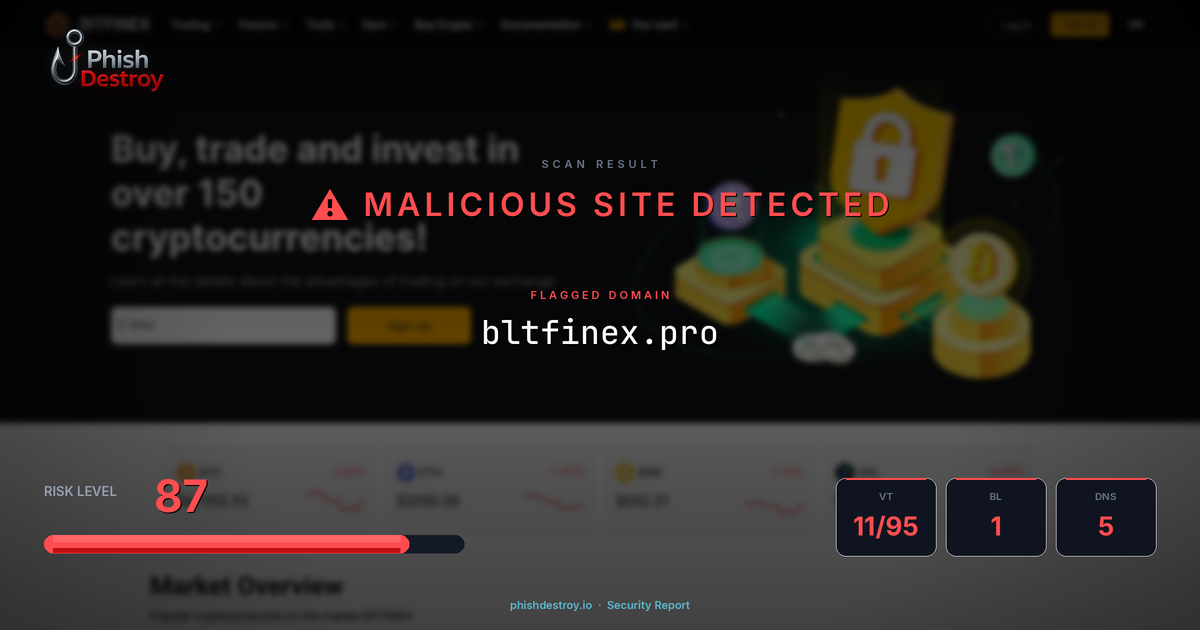bltfinex.pro phishing report — threat analysis by PhishDestroy