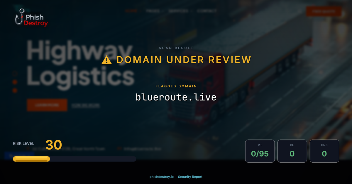 blueroute.live phishing report — threat analysis by PhishDestroy