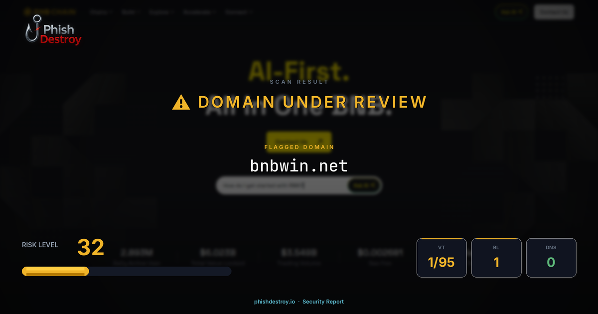 bnbwin.net phishing report — threat analysis by PhishDestroy